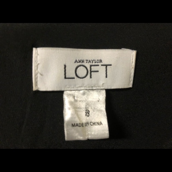 Ann Taylor Loft Dress Sz 8 Ruffle Neck Black Pencil Straight - Picture 9 of 11